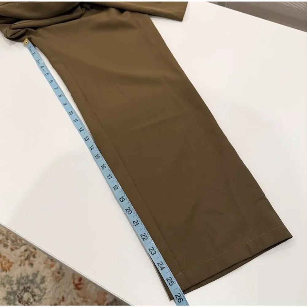 Halara Pants Women’s Size MP Medium Petite Brown High Waisted Pleated Front